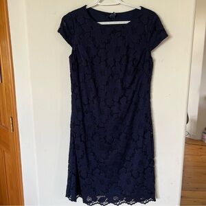 Chaps Navy Floral Lace Dress